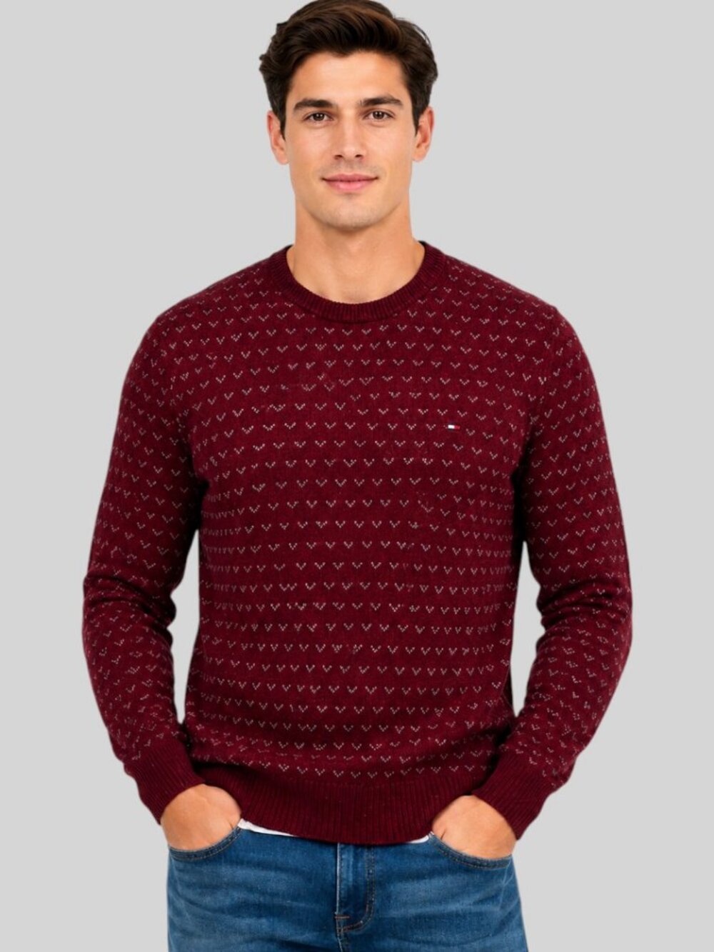 NWT TOMMY HILFIGER MEN'S GEOMETRIC CREW-NECK PULLOVER SWEATER SIZE L